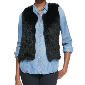 525 Luxe Black rabbit fur vest M